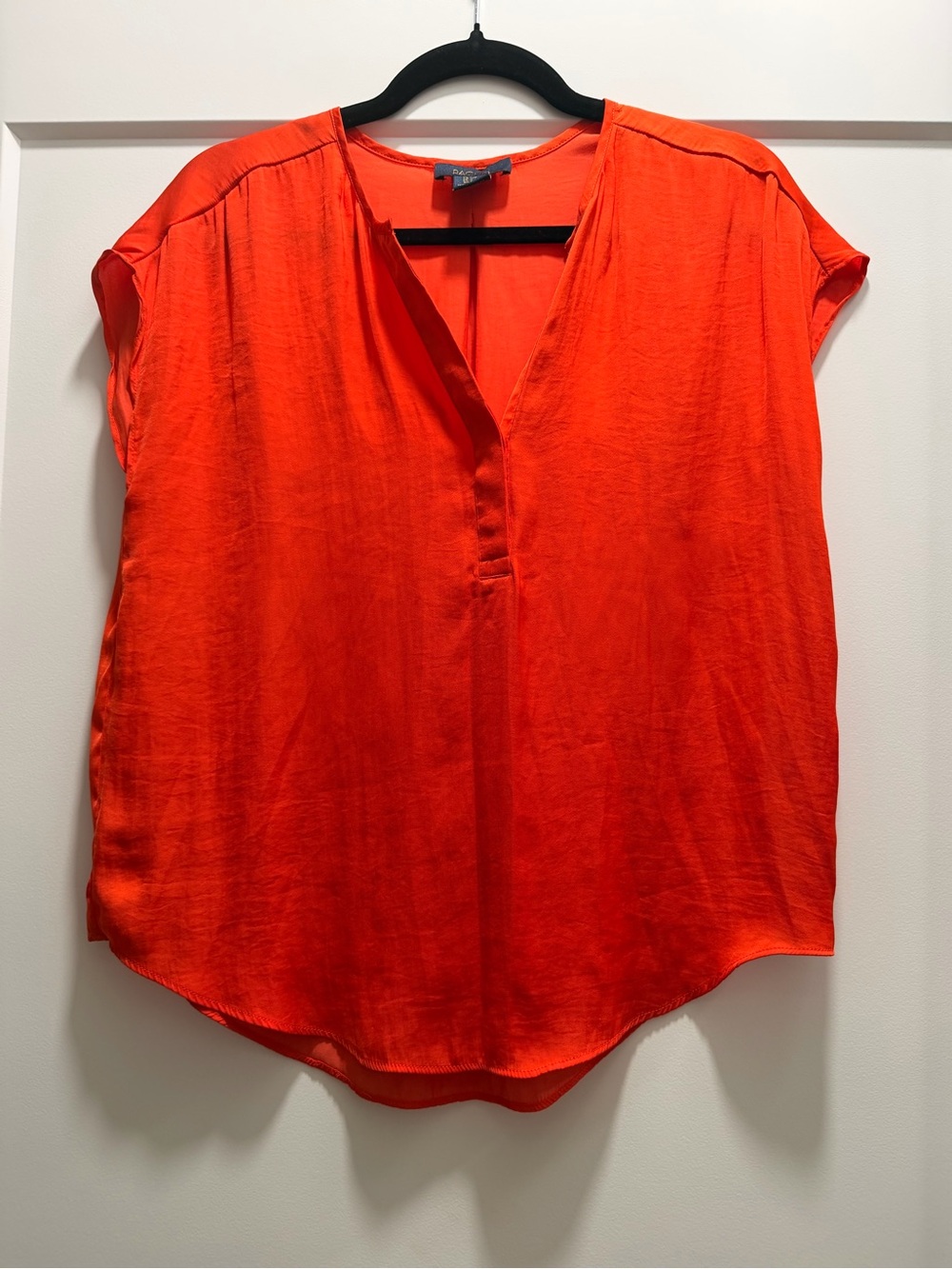 RACHEL Rachel Roy Orange V-Neck Short Sleeve Blouse